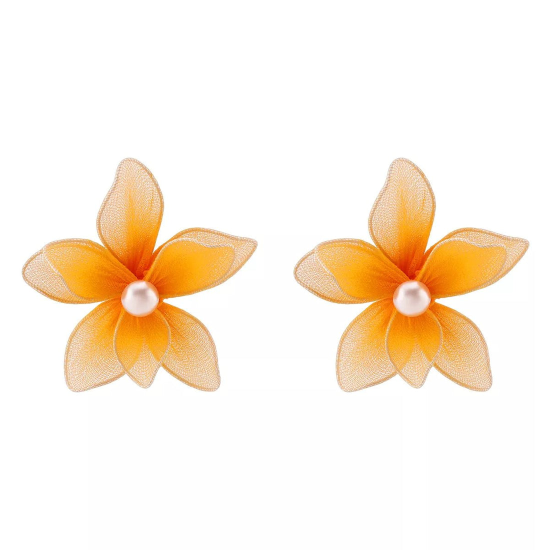 Flower Pearl Stud Earrings - 