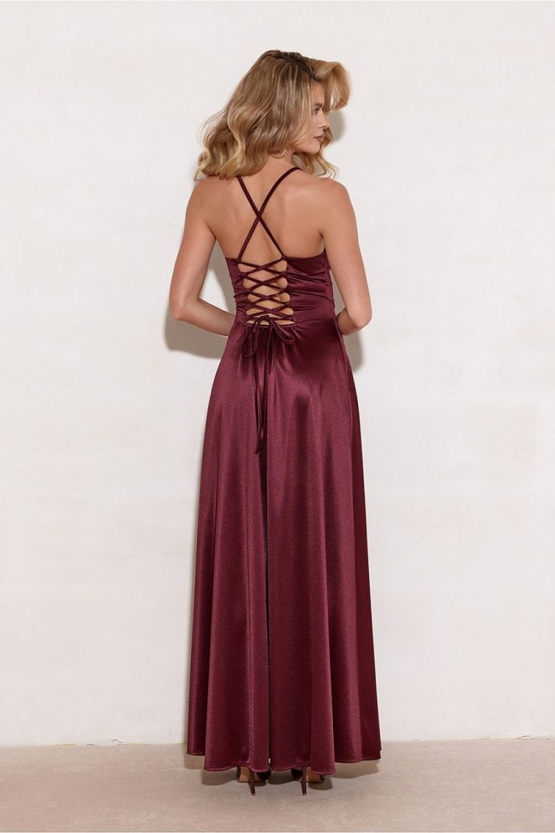 Flowy Maxi Dress with Slit and Wrap Top - 