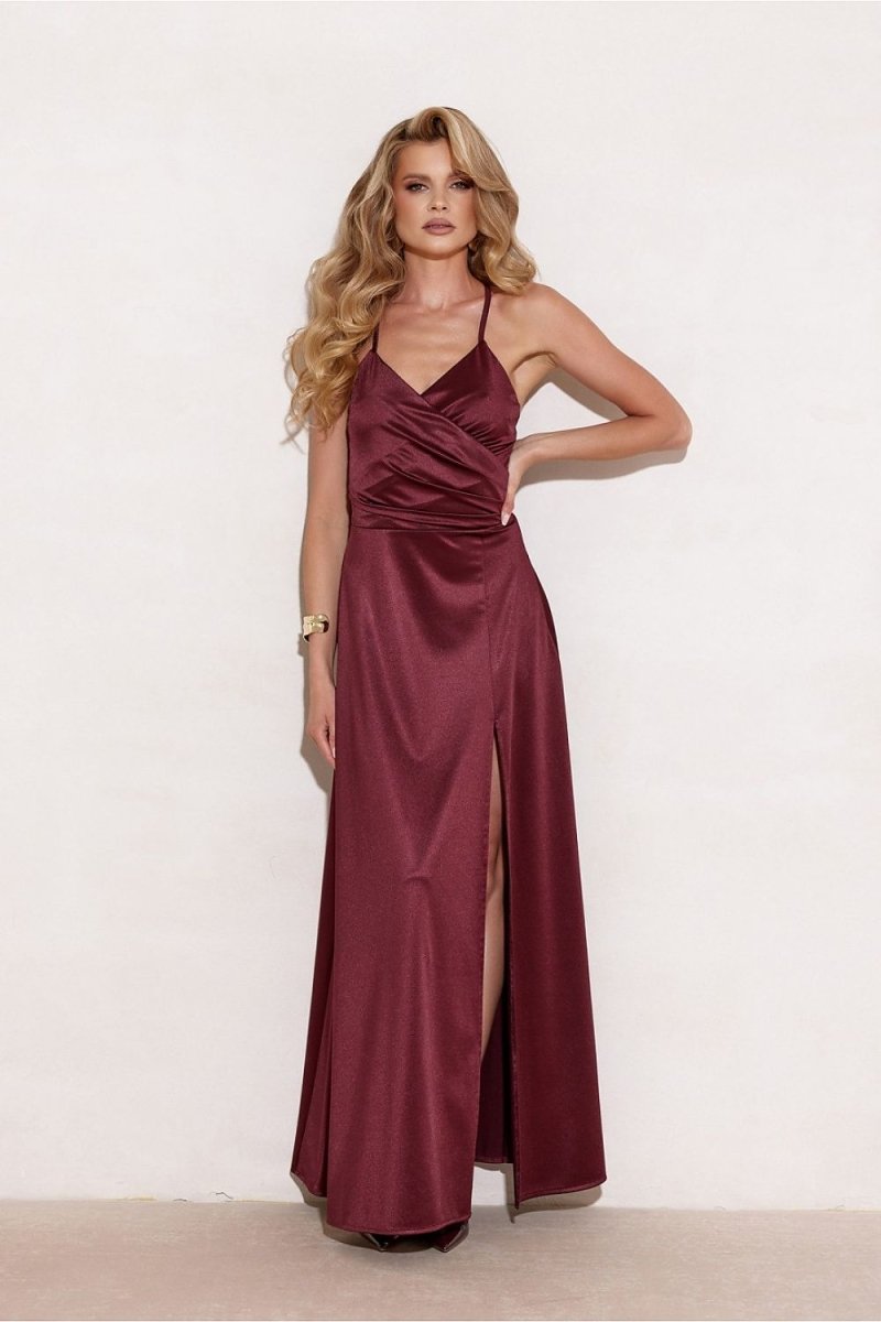 Flowy Maxi Dress with Slit and Wrap Top - 