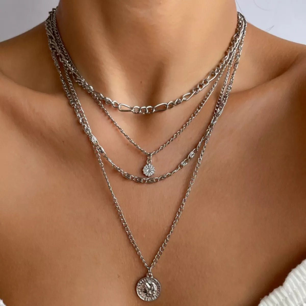 Four Layered Pendant Necklace - 