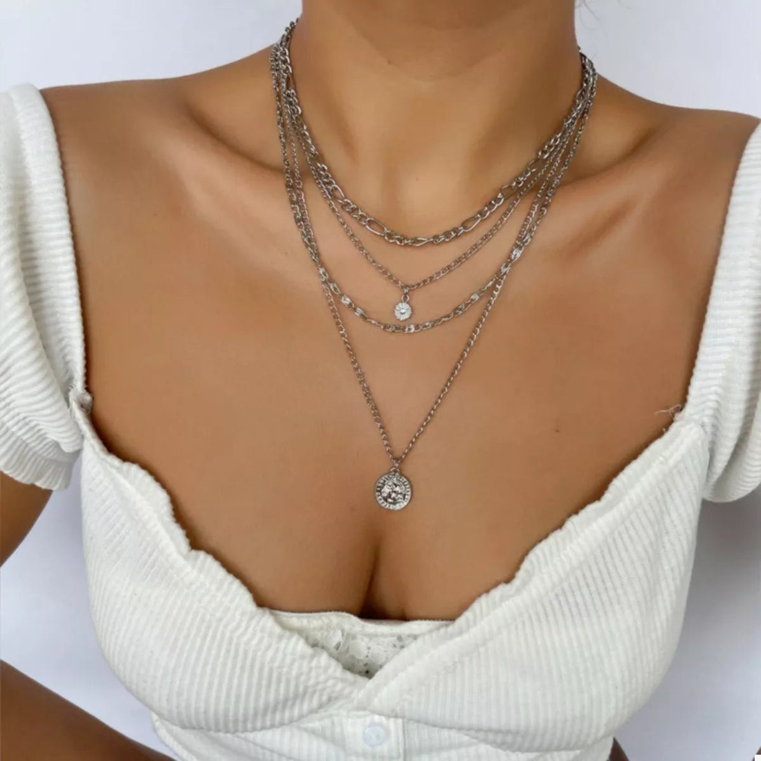 Four Layered Pendant Necklace - 