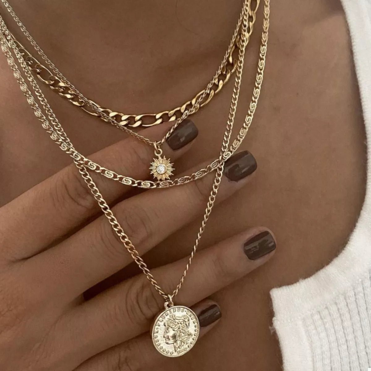Four Layered Pendant Necklace - 