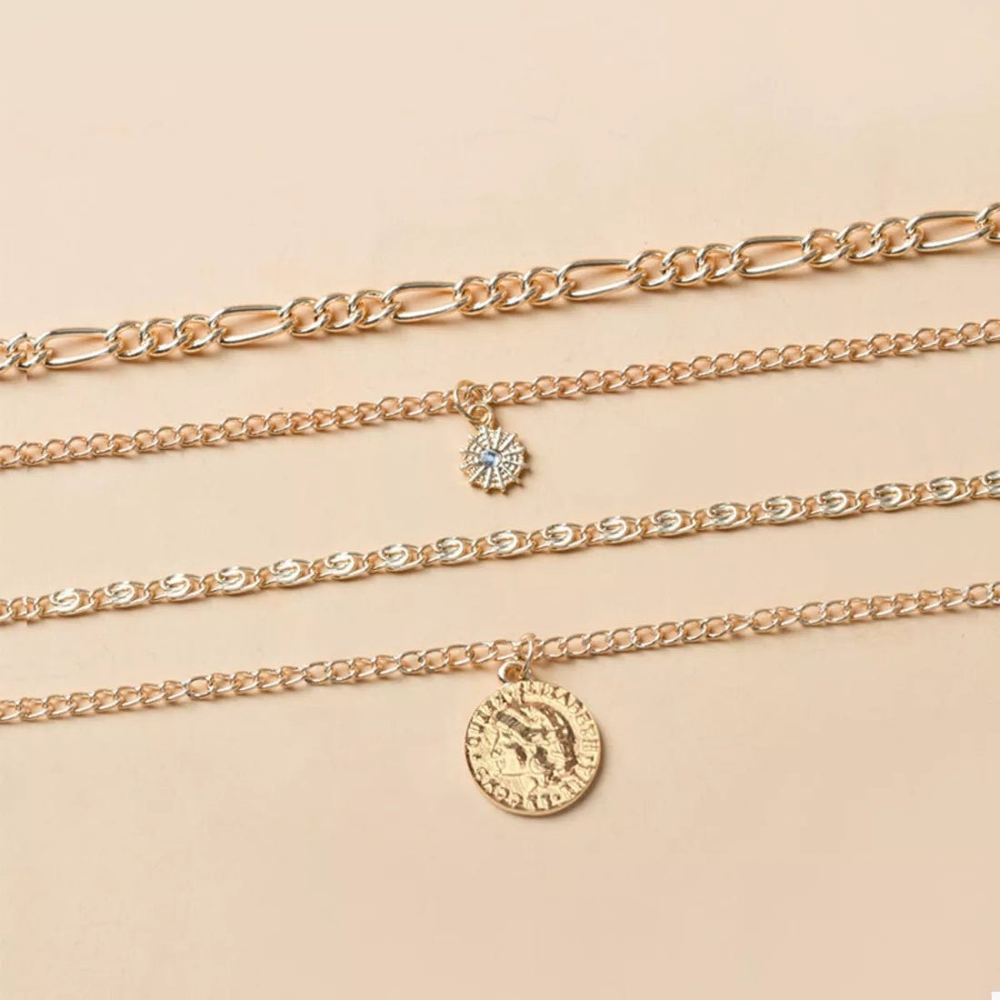 Four Layered Pendant Necklace - 