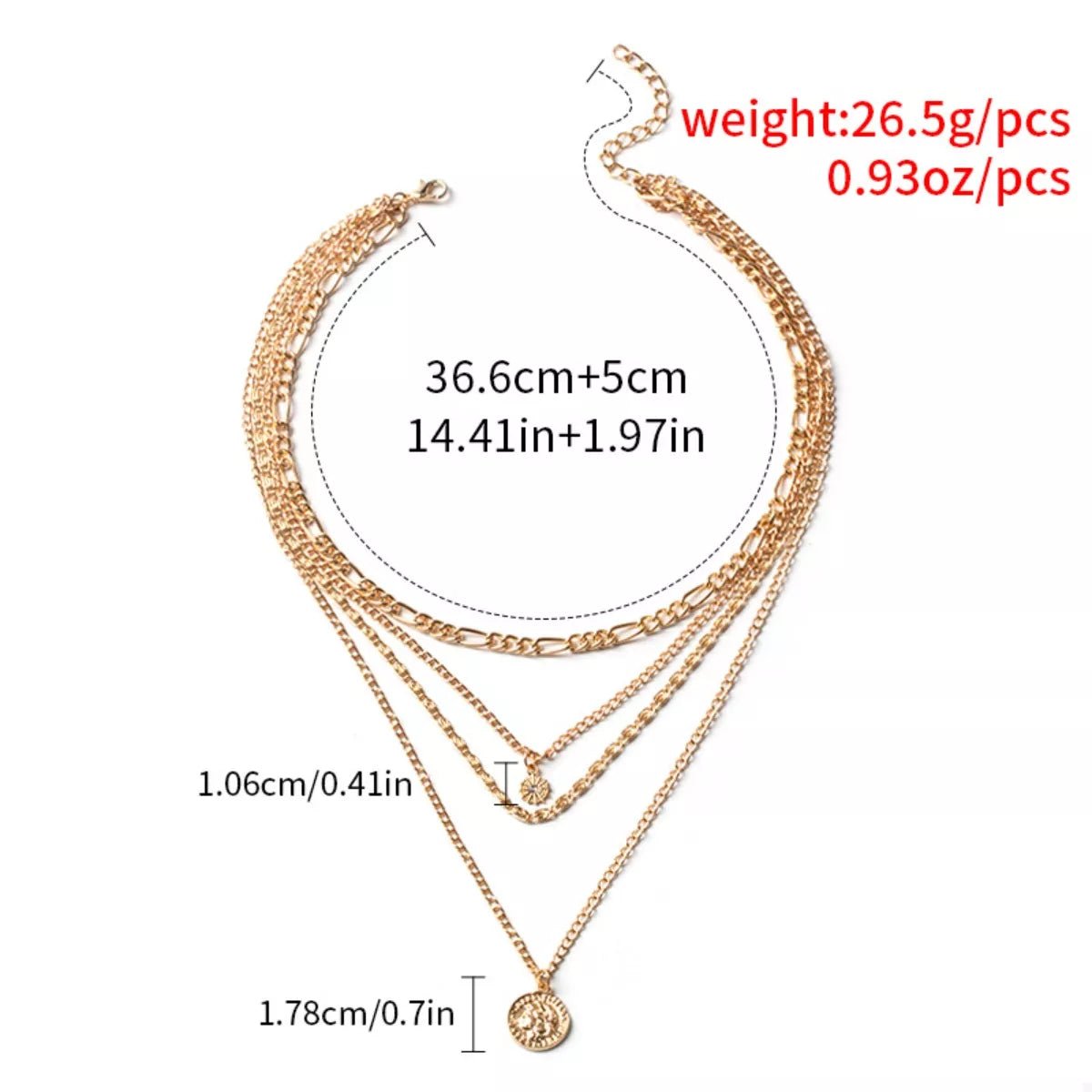 Four Layered Pendant Necklace - 