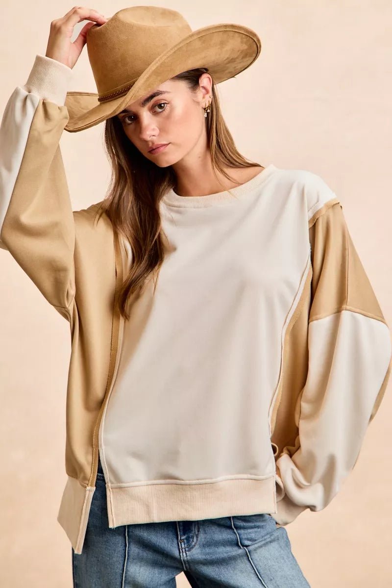 French Terry Color Block Top - 