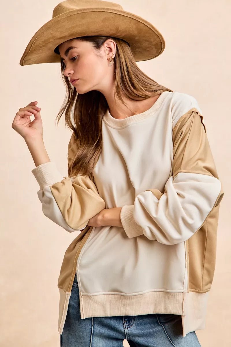 French Terry Color Block Top - 