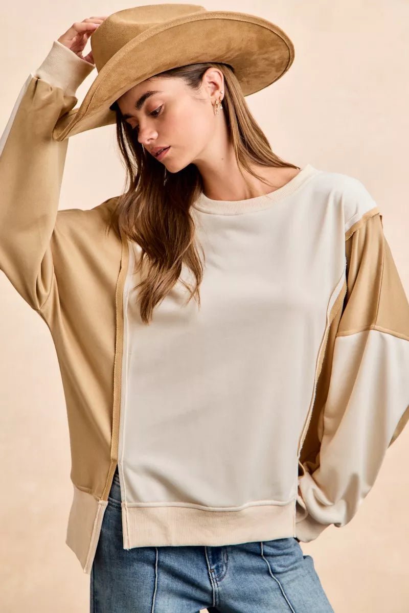 French Terry Color Block Top - 