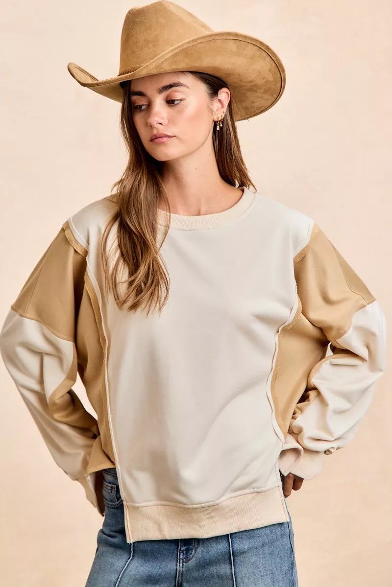 French Terry Color Block Top - 
