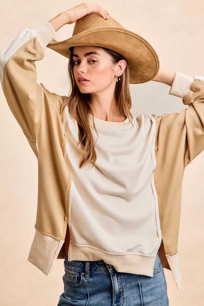 French Terry Color Block Top - 