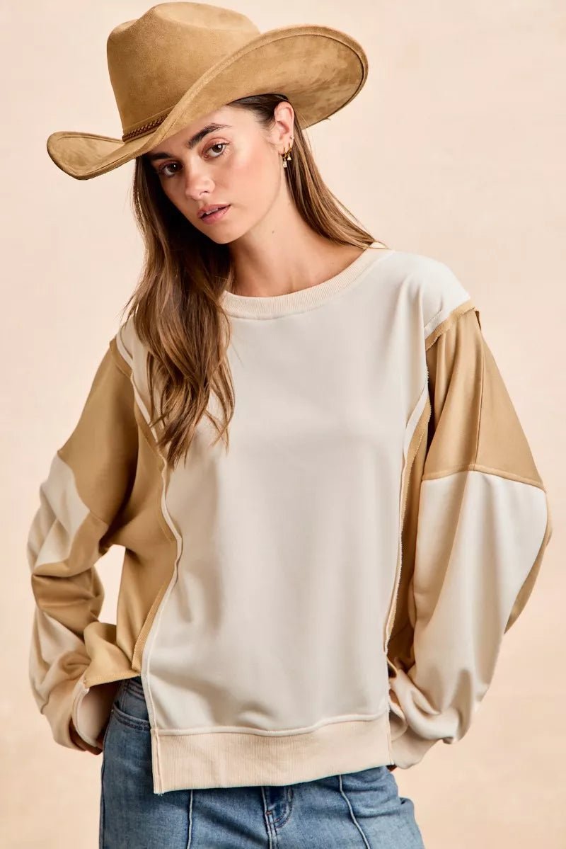 French Terry Color Block Top - 