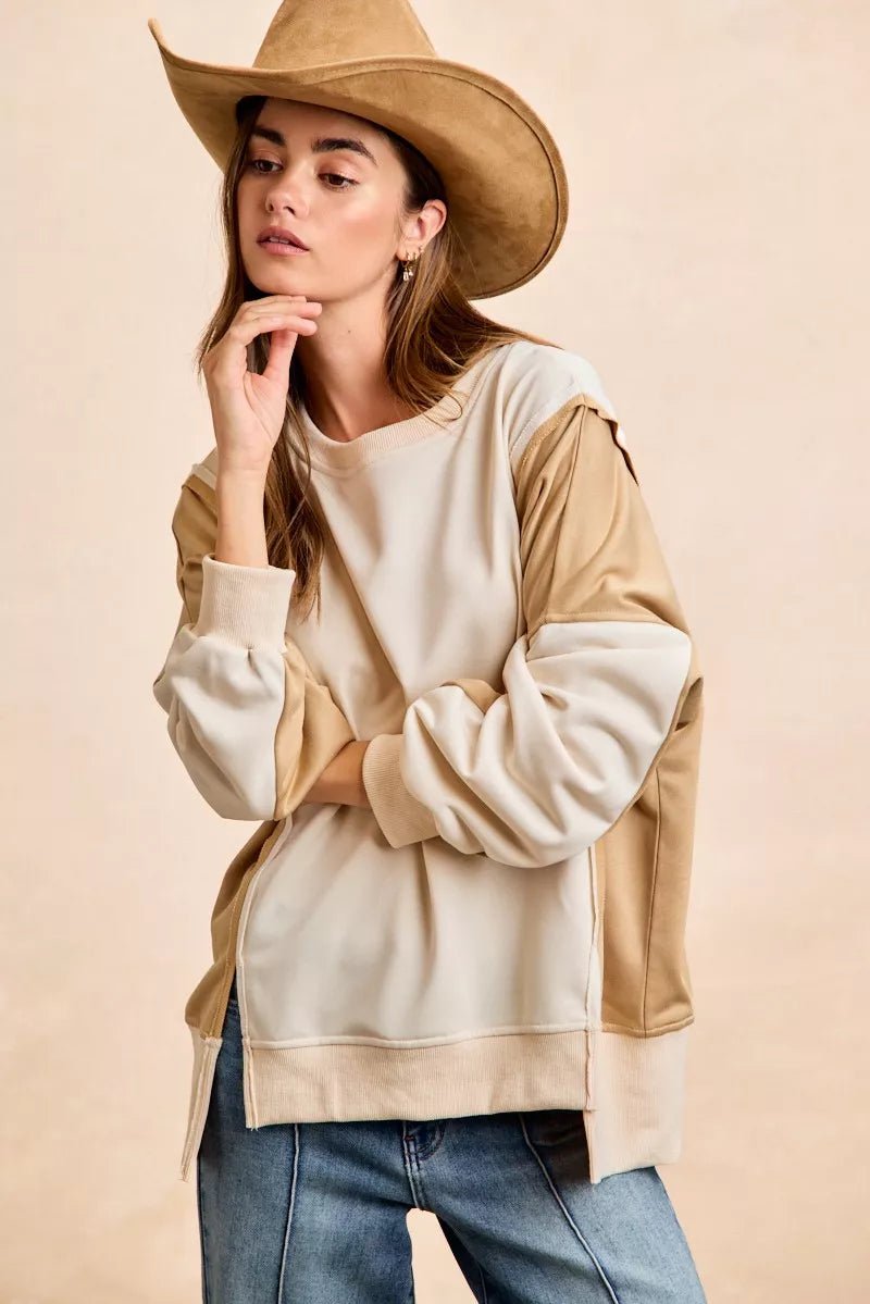 French Terry Color Block Top - 