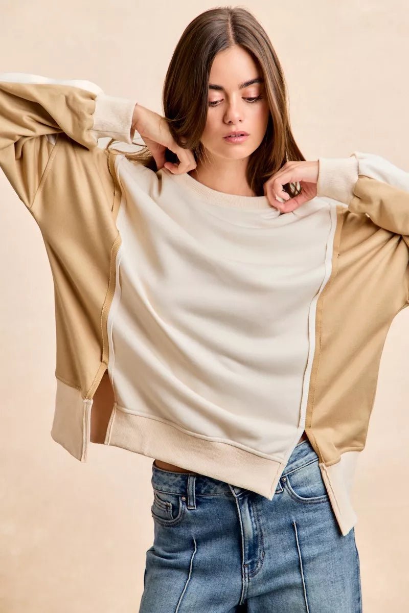 French Terry Color Block Top - 