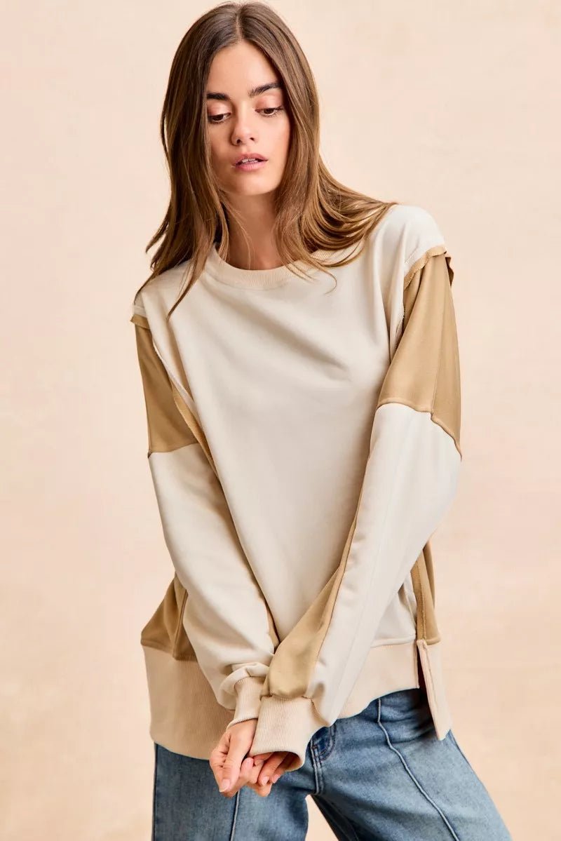 French Terry Color Block Top - 