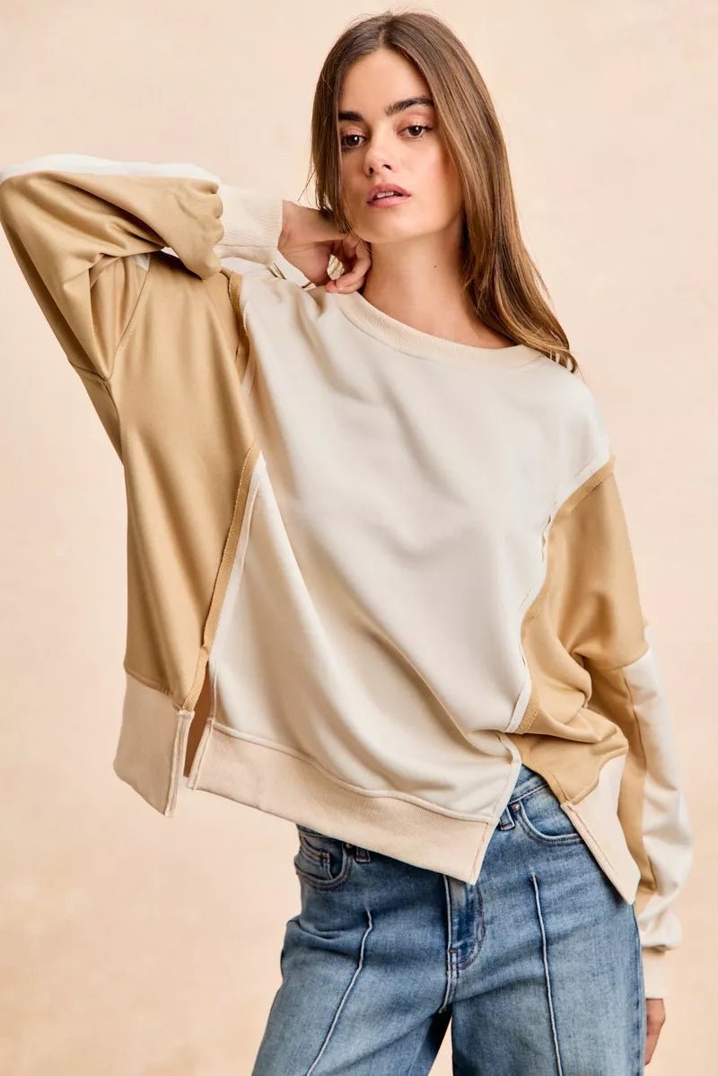 French Terry Color Block Top - 