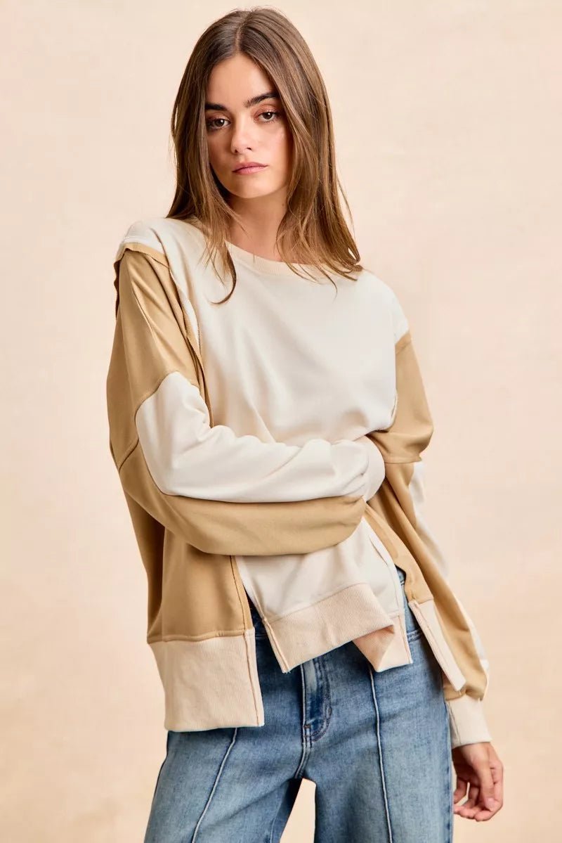 French Terry Color Block Top - 