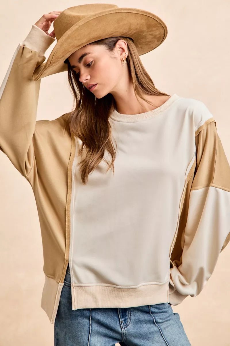 French Terry Color Block Top - 