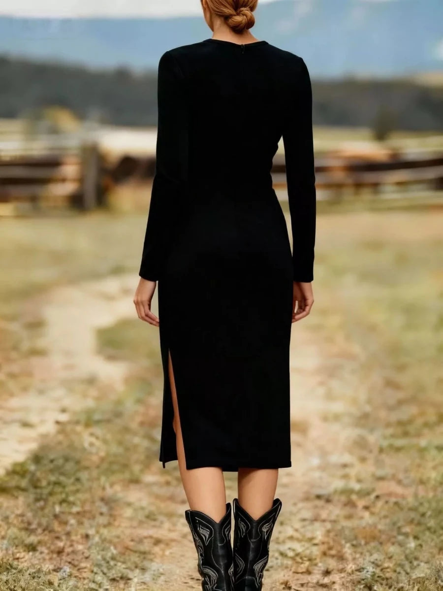 Fringe Ruched Midi Dress - 