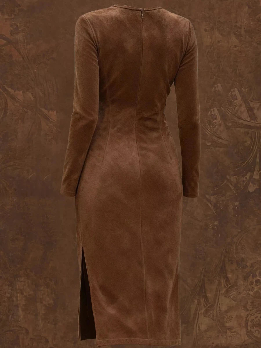 Fringe Ruched Midi Dress - 