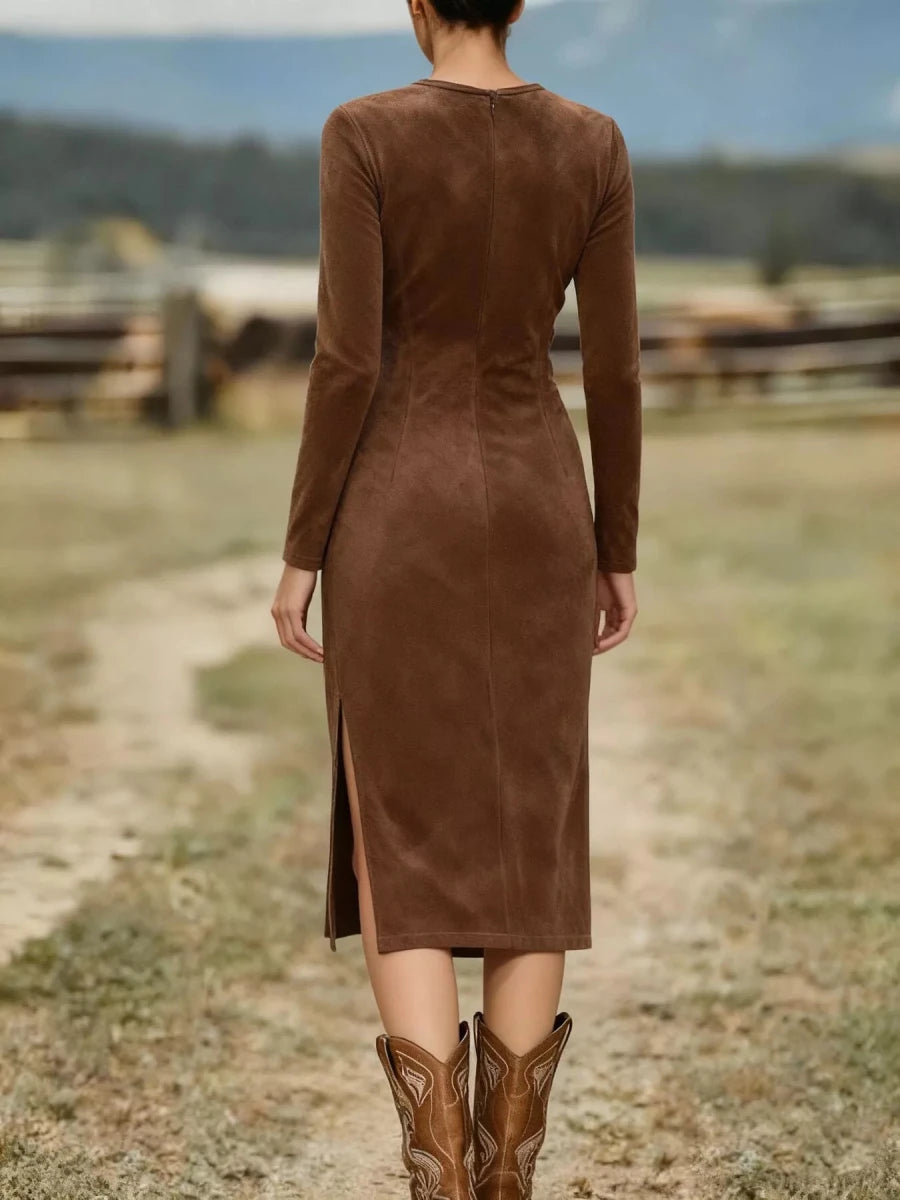 Fringe Ruched Midi Dress - 