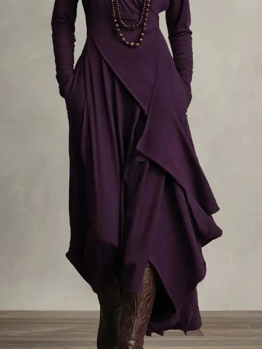 Full Size Asymmetrical Hem Turtleneck Dress Plus Size - 