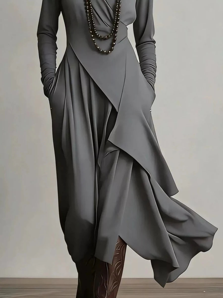 Full Size Asymmetrical Hem Turtleneck Dress Plus Size - 