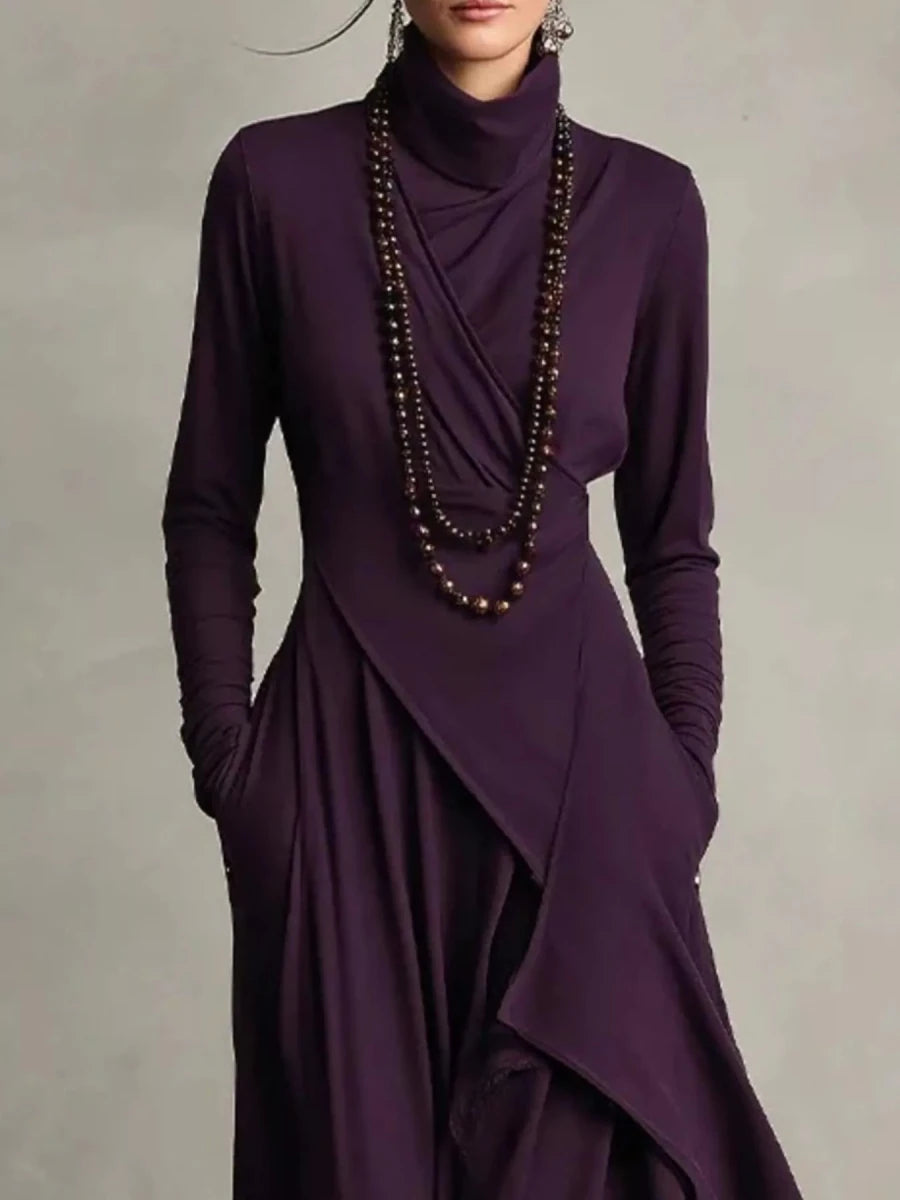 Full Size Asymmetrical Hem Turtleneck Dress Plus Size - 