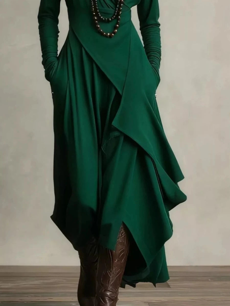 Full Size Asymmetrical Hem Turtleneck Dress Plus Size - 