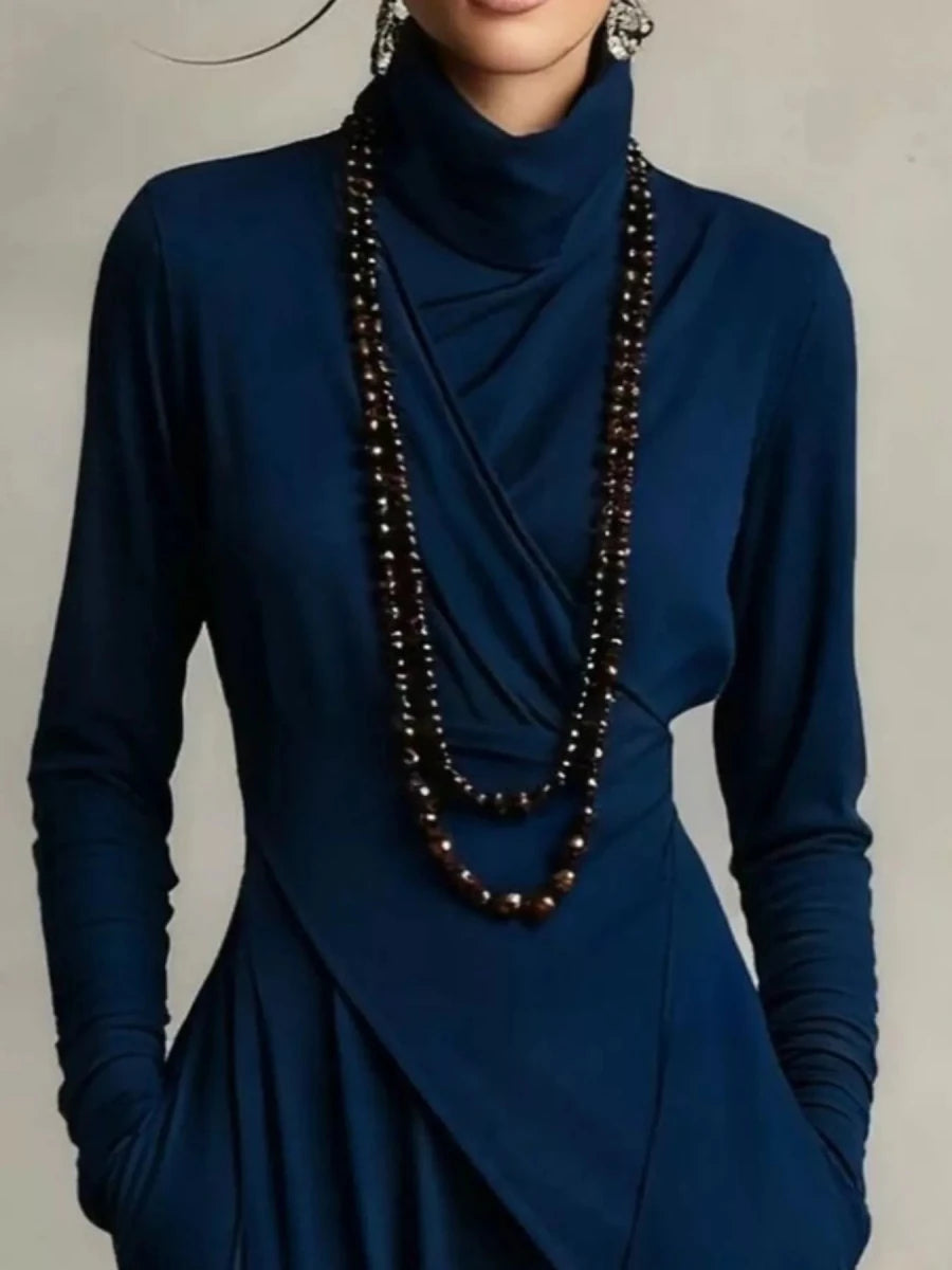 Full Size Asymmetrical Hem Turtleneck Dress Plus Size - 