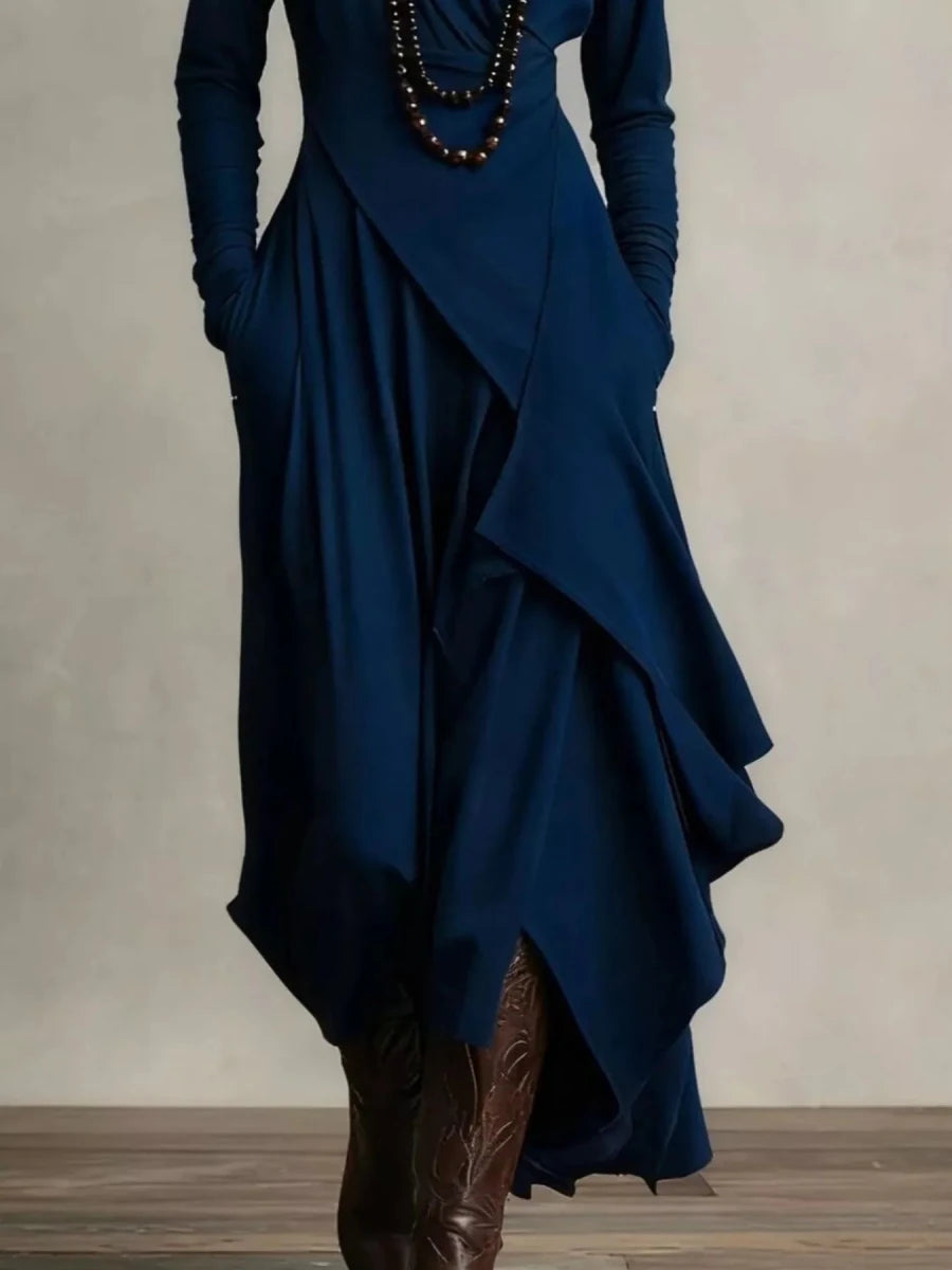 Full Size Asymmetrical Hem Turtleneck Dress Plus Size - 