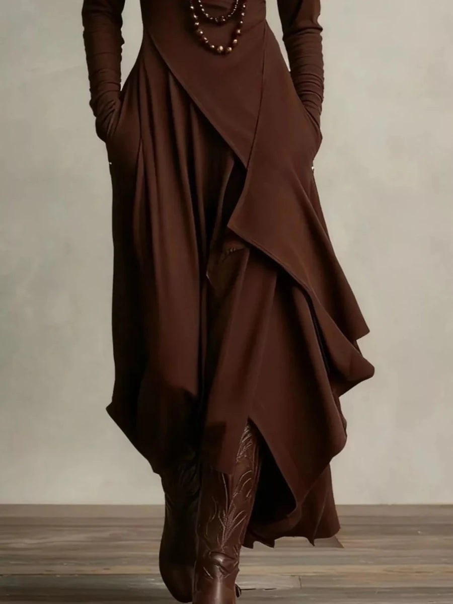 Full Size Asymmetrical Hem Turtleneck Dress Plus Size - 