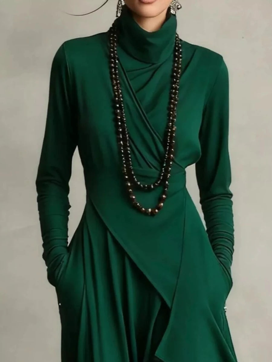 Full Size Asymmetrical Hem Turtleneck Dress Plus Size - 