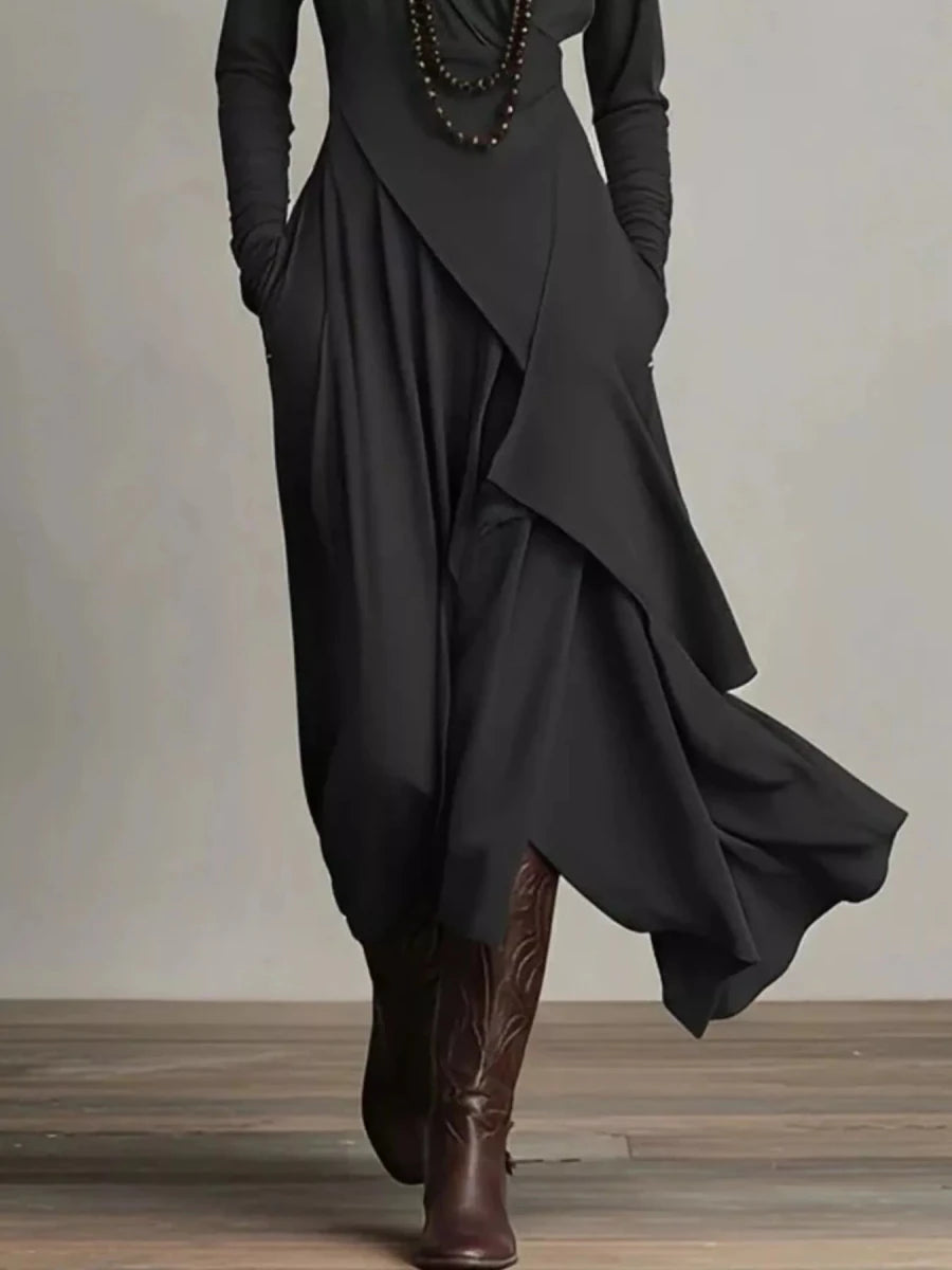Full Size Asymmetrical Hem Turtleneck Dress Plus Size - 