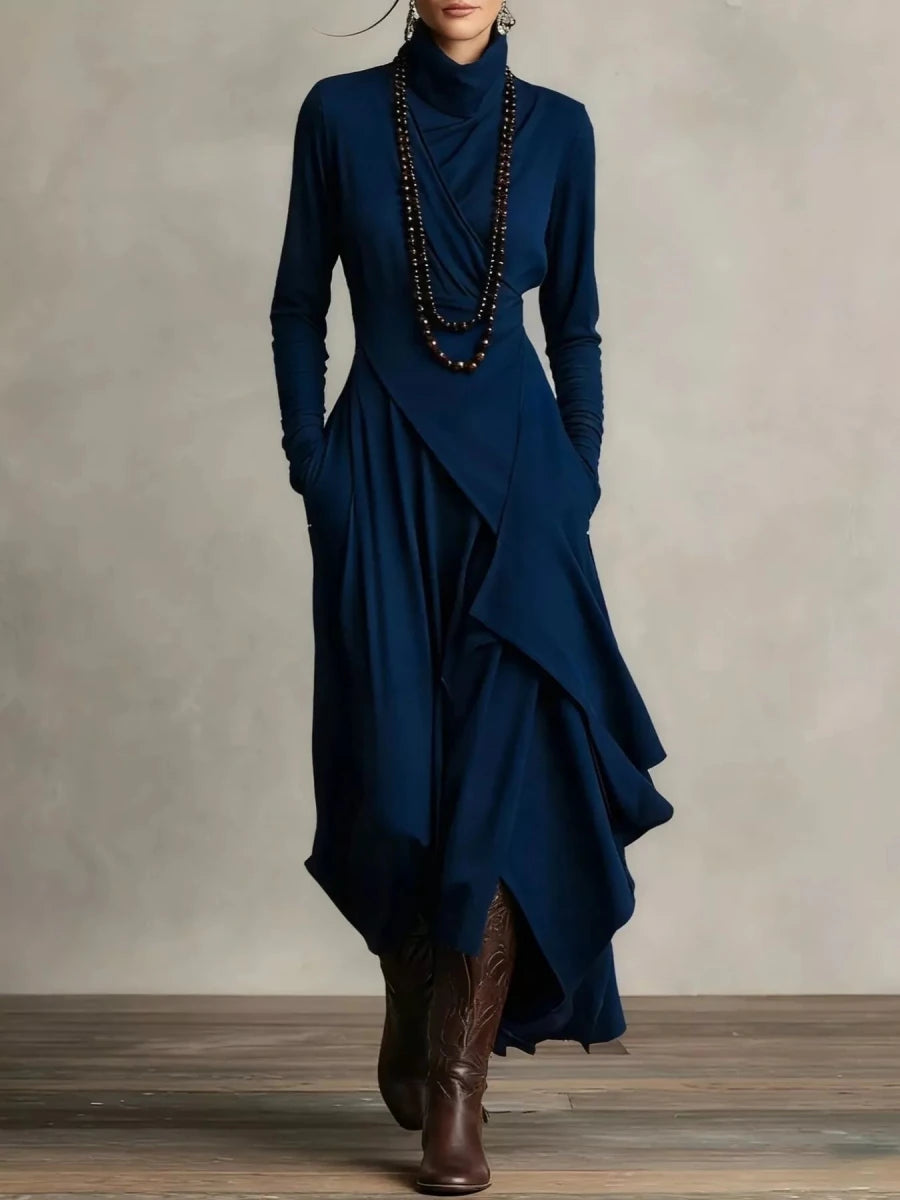 Full Size Asymmetrical Hem Turtleneck Dress Plus Size - 