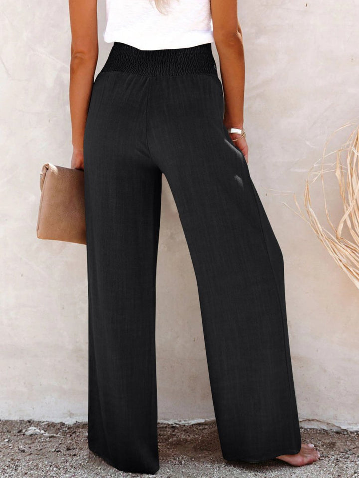 Full Size Decorative Button High Waist Pants - Bottoms