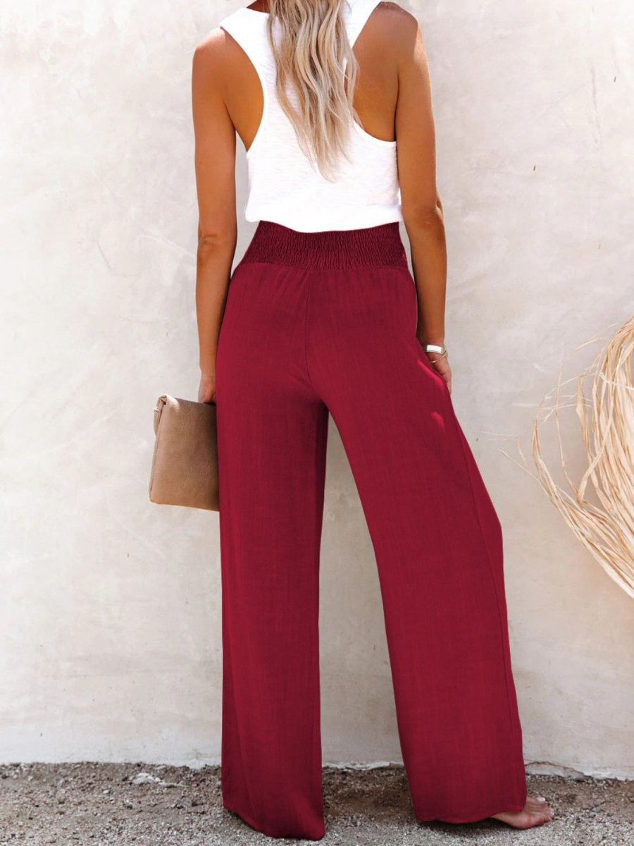 Full Size Decorative Button High Waist Pants - Bottoms