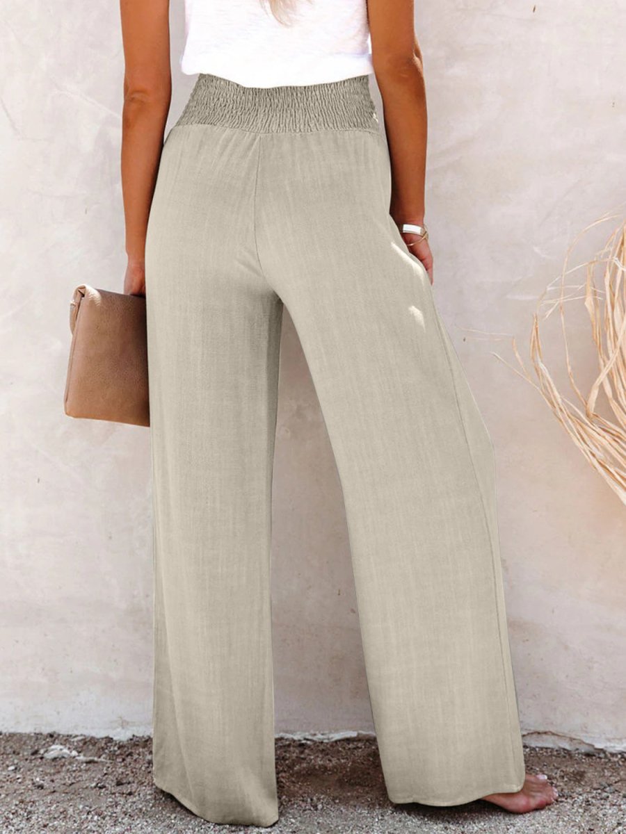 Full Size Decorative Button High Waist Pants - Bottoms