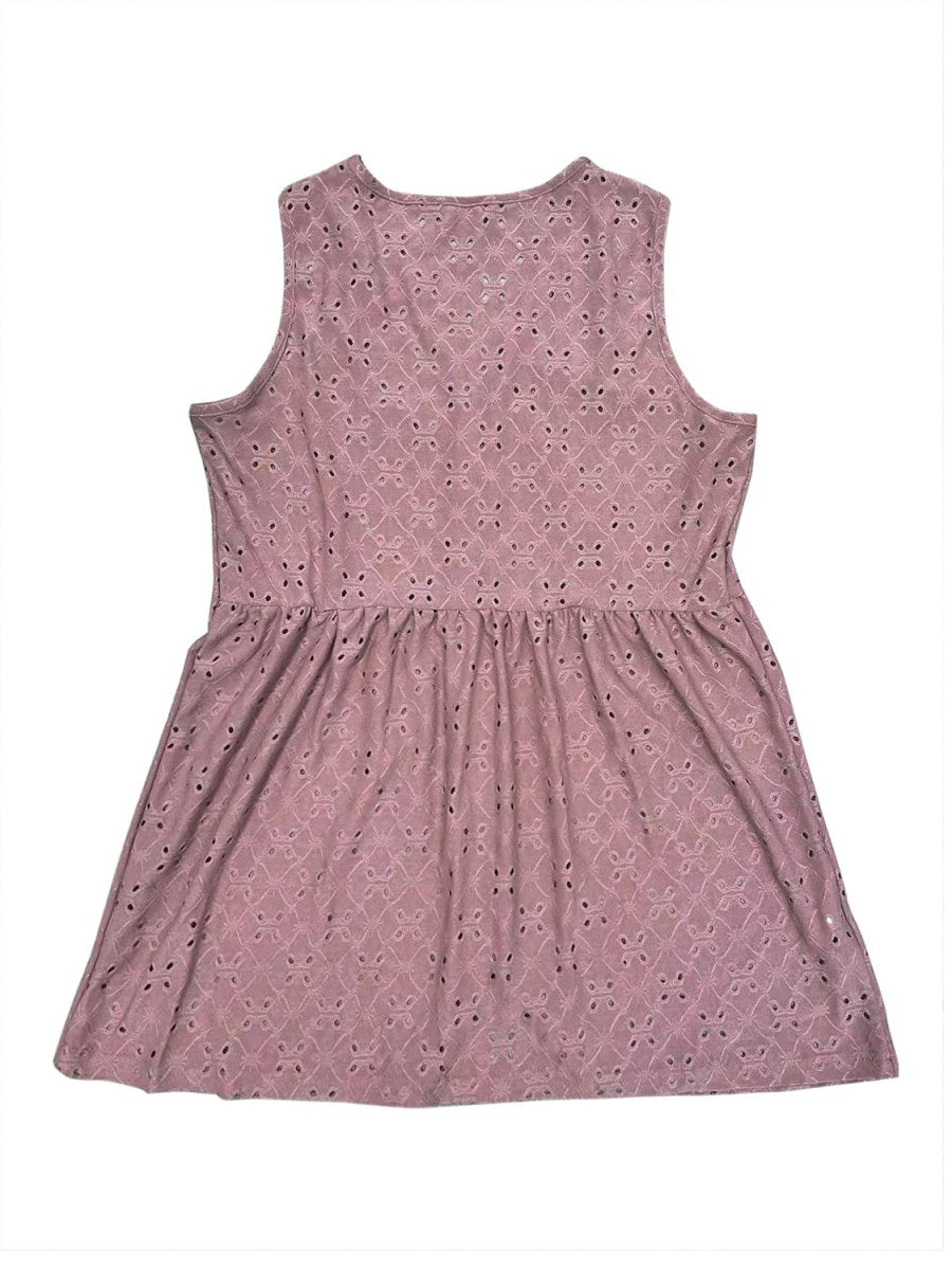 Full Size Eyelet Button Up V - Neck Tank - Top