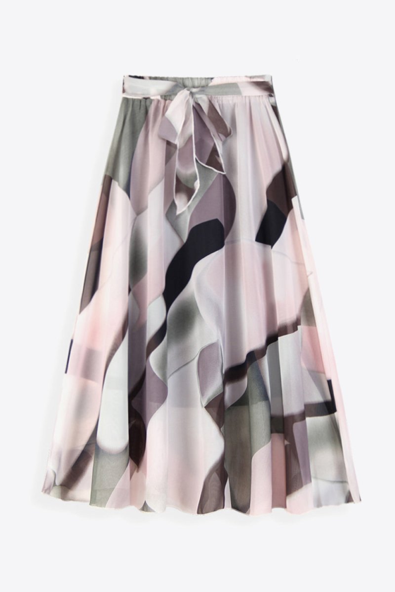 Full Size Floral Tie - Waist Skirt - Bottoms