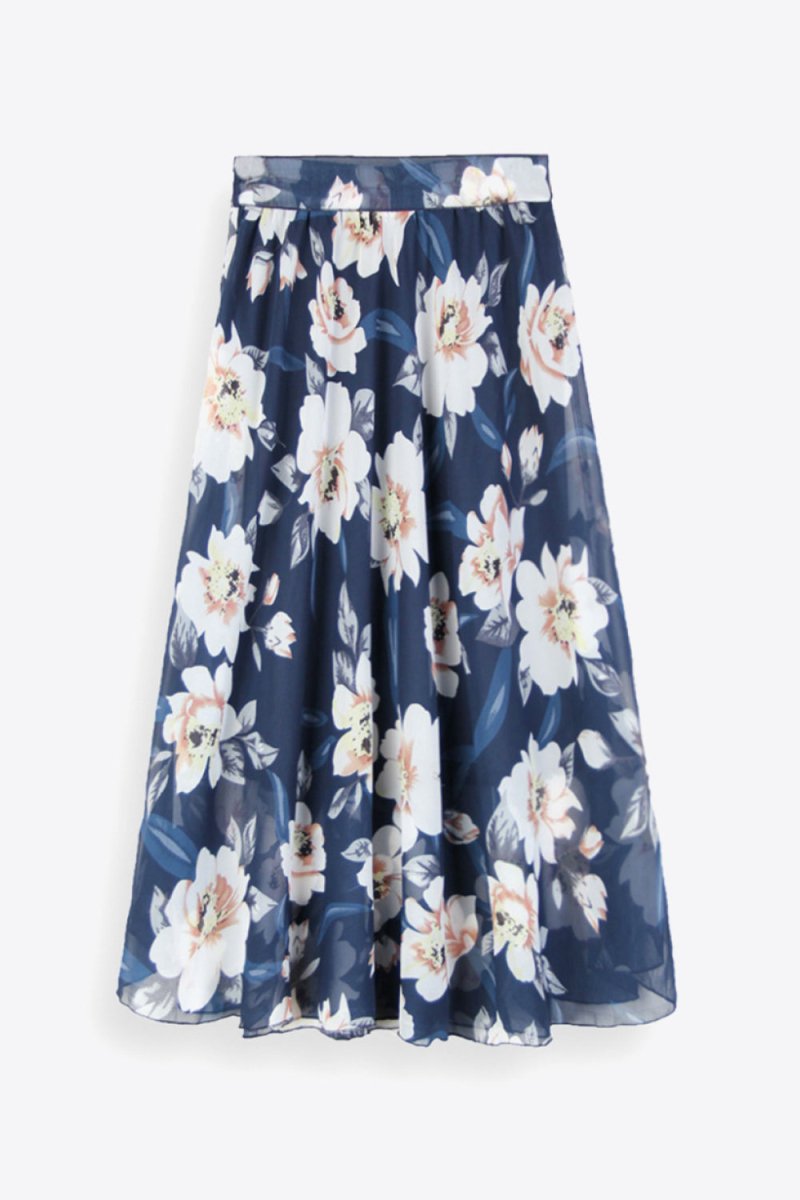 Full Size Floral Tie - Waist Skirt - Bottoms