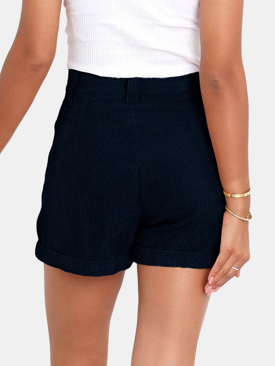 Full Size High Waist Shorts with Pockets - Bottoms