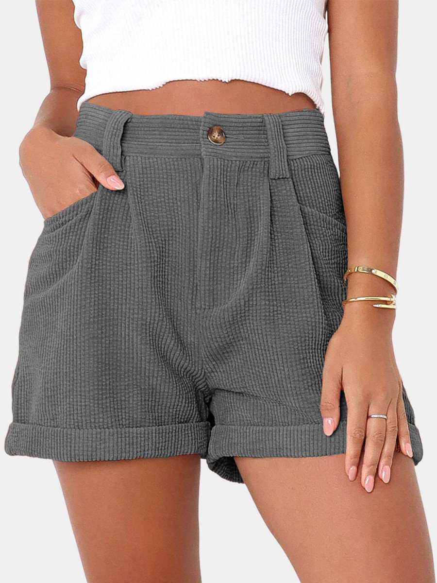 Full Size High Waist Shorts with Pockets - Bottoms