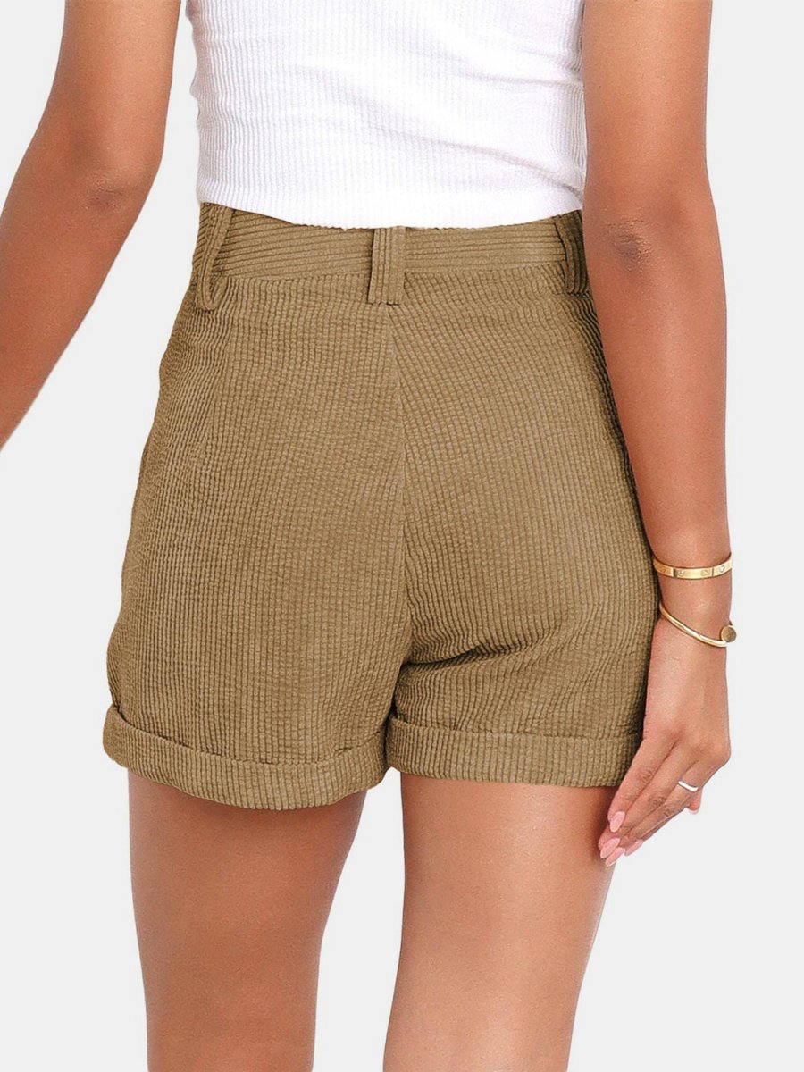 Full Size High Waist Shorts with Pockets - Bottoms