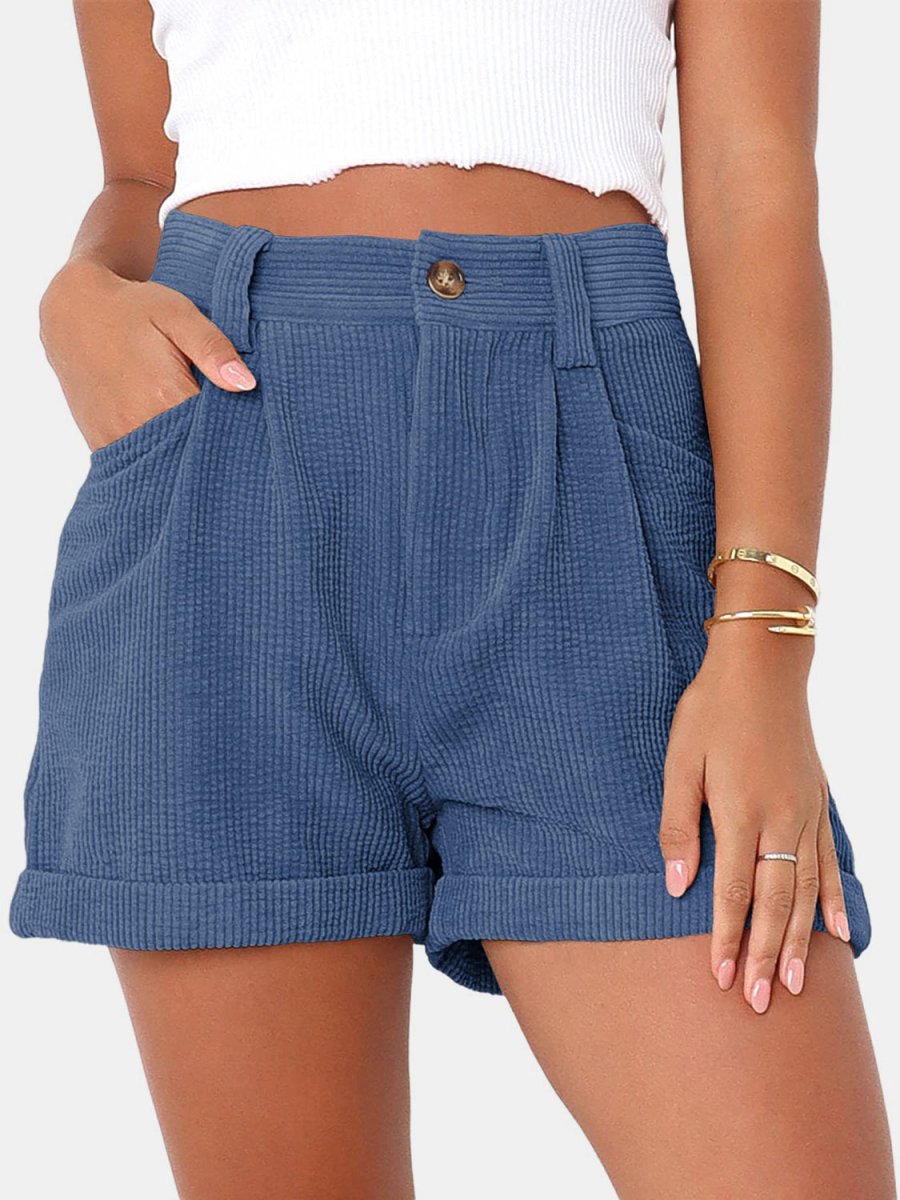 Full Size High Waist Shorts with Pockets - Bottoms