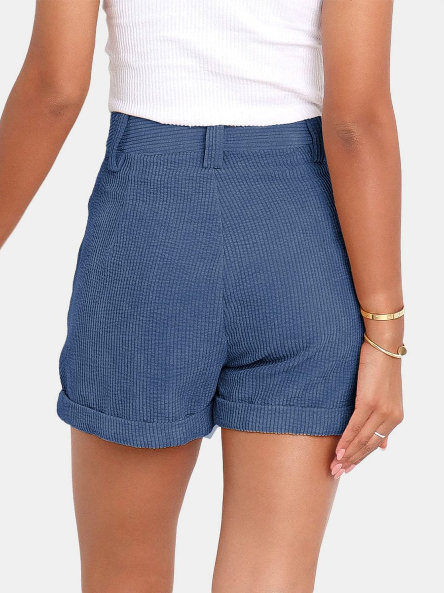 Full Size High Waist Shorts with Pockets - Bottoms