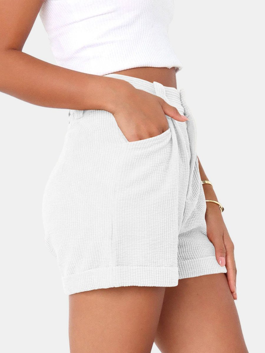 Full Size High Waist Shorts with Pockets - Bottoms