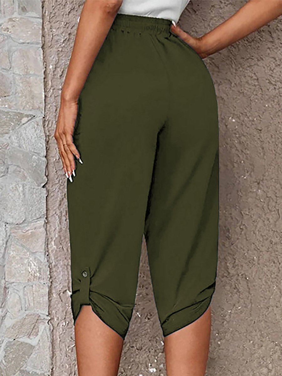 Full Size Roll - Tab Capris Pants - Bottoms