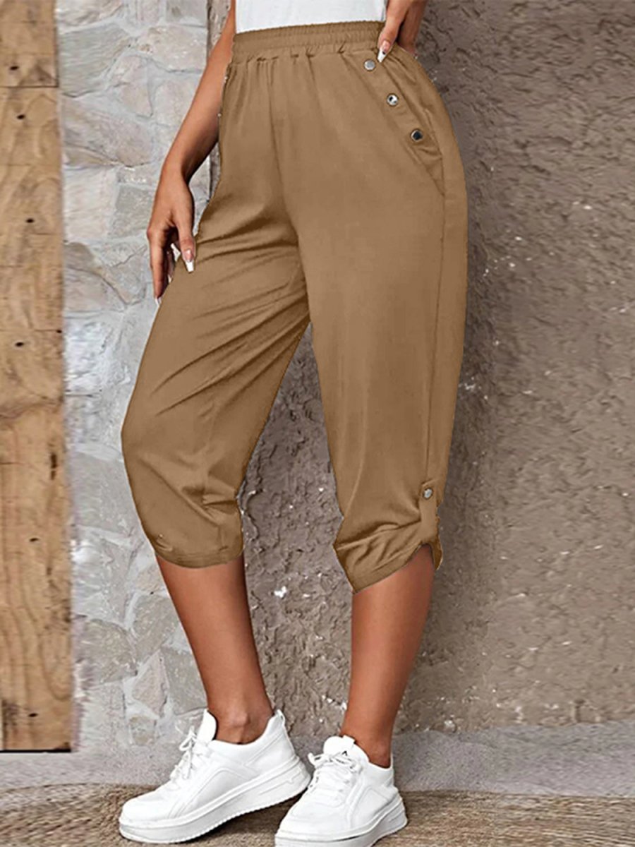 Full Size Roll - Tab Capris Pants - Bottoms