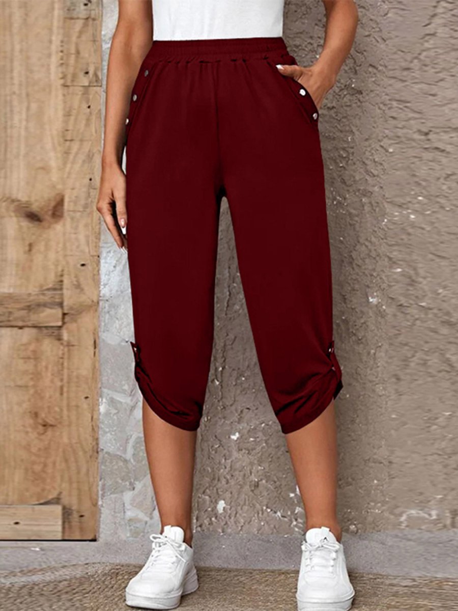 Full Size Roll - Tab Capris Pants - Bottoms