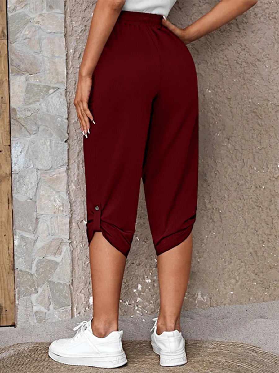 Full Size Roll - Tab Capris Pants - Bottoms