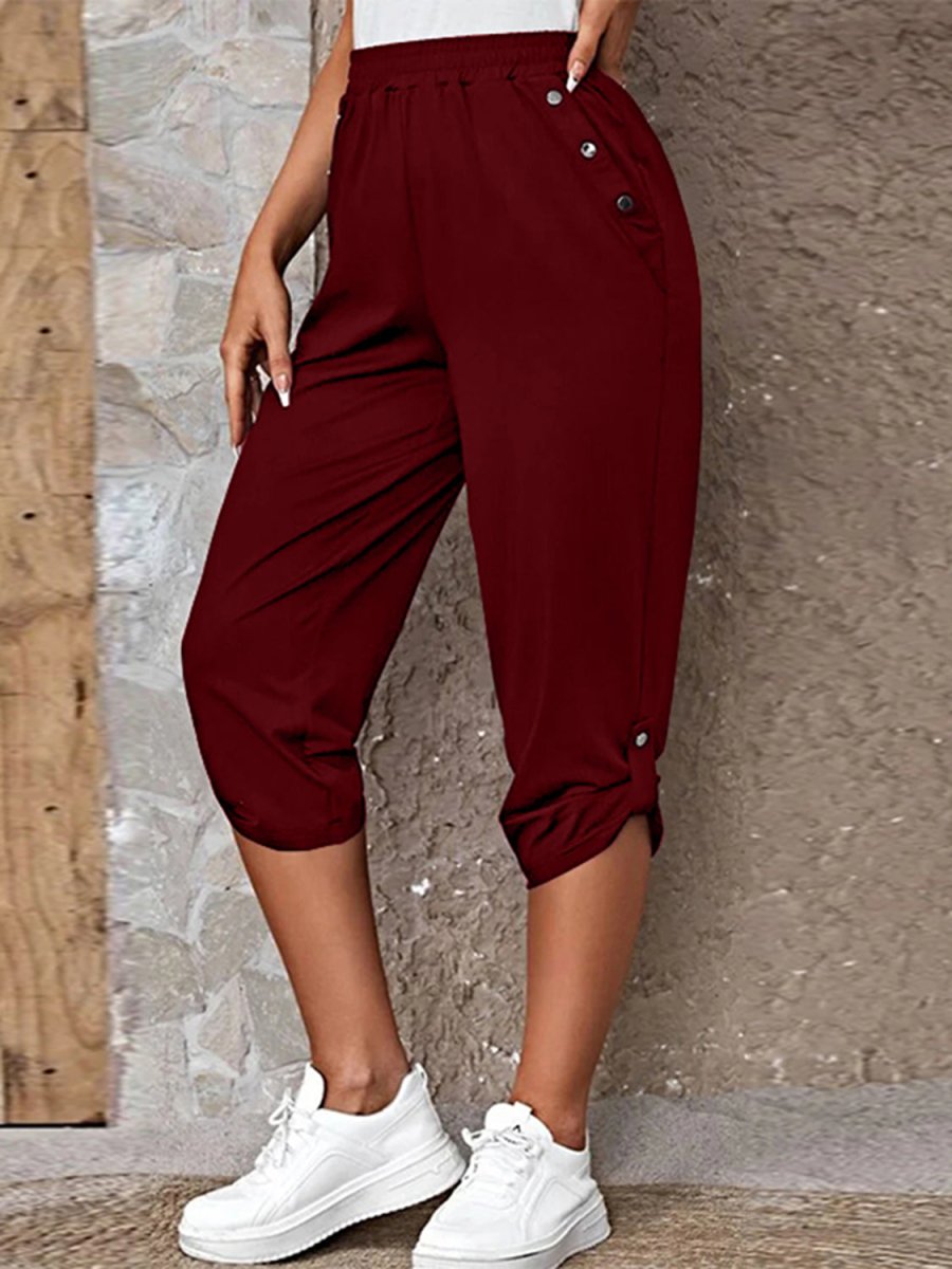 Full Size Roll - Tab Capris Pants - Bottoms
